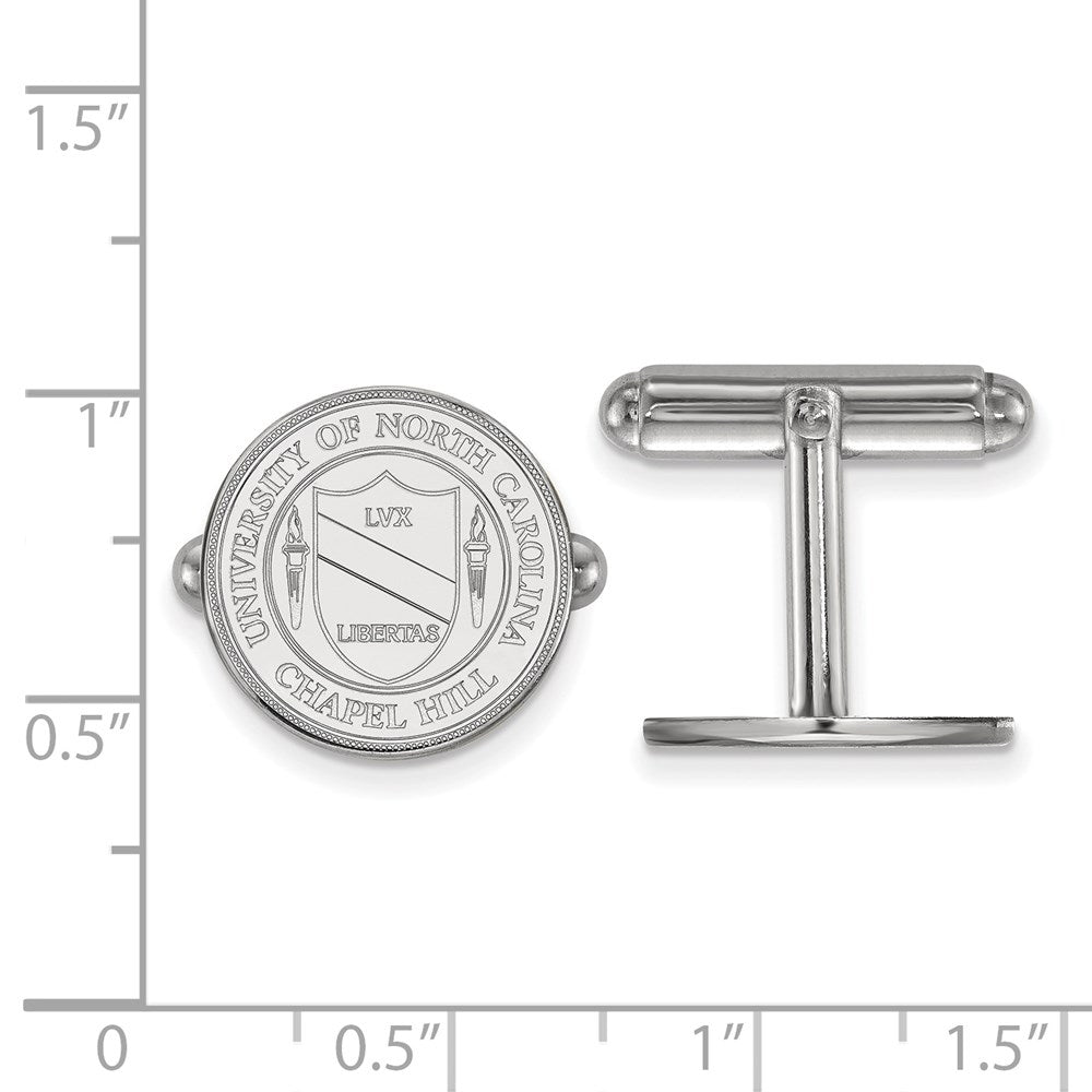 Sterling Silver Rhodium-plated Univ. of North Carolina Crest Cuff Links