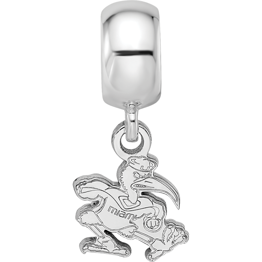 Sterling Silver Rhodium-plated University of Miami XS Dangle Bead