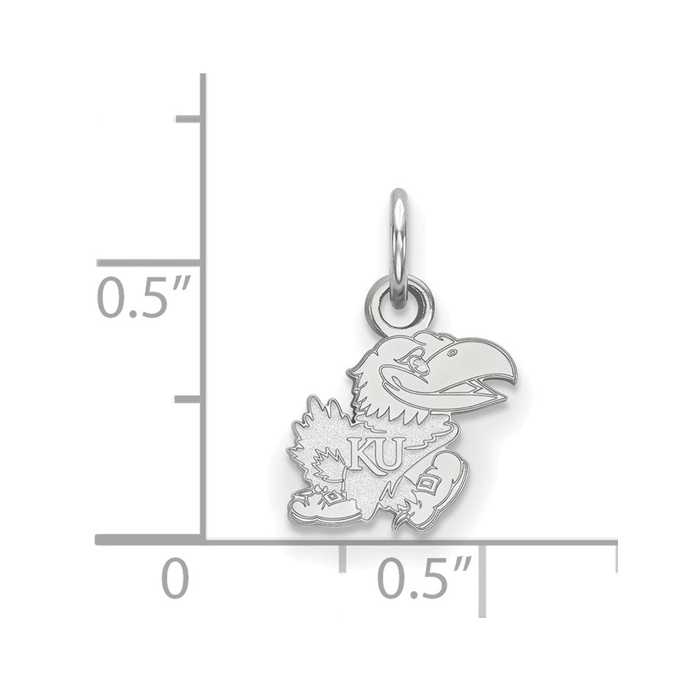Sterling Silver Rhodium-plated University of Kansas XS Pendant