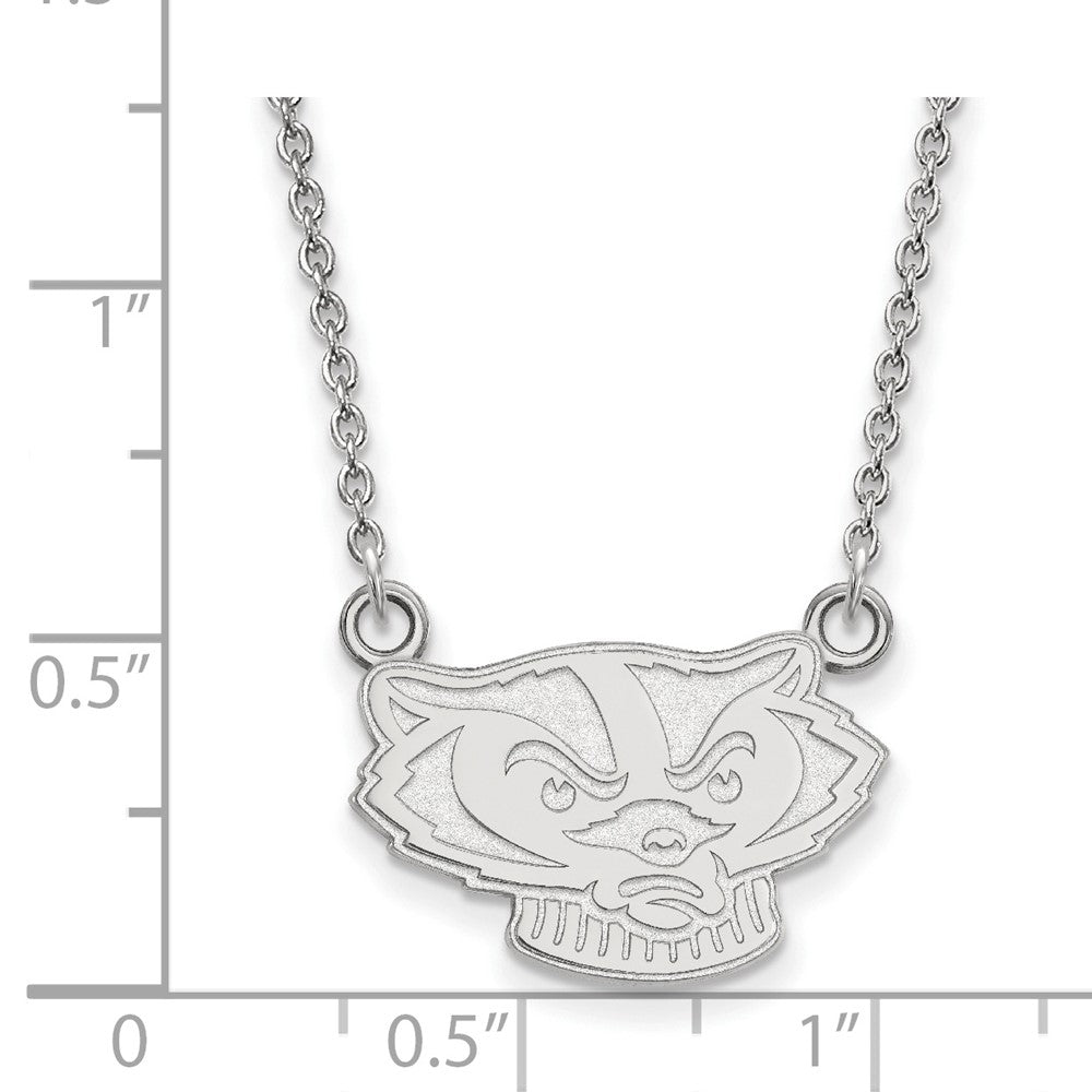 Sterling Silver Rhodium-plated U. of Wisconsin Small Pendant Necklace