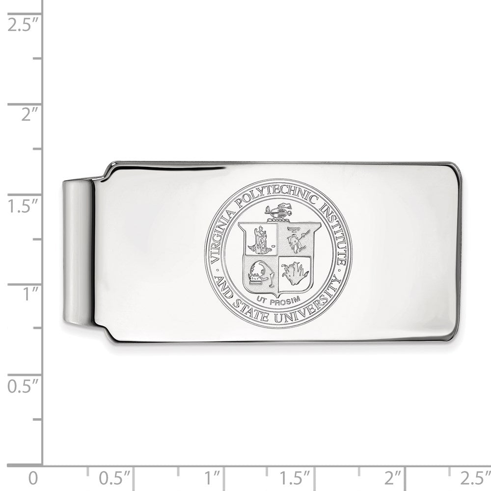 Sterling Silver Rhodium-plated Virginia Tech Crest Money Clip