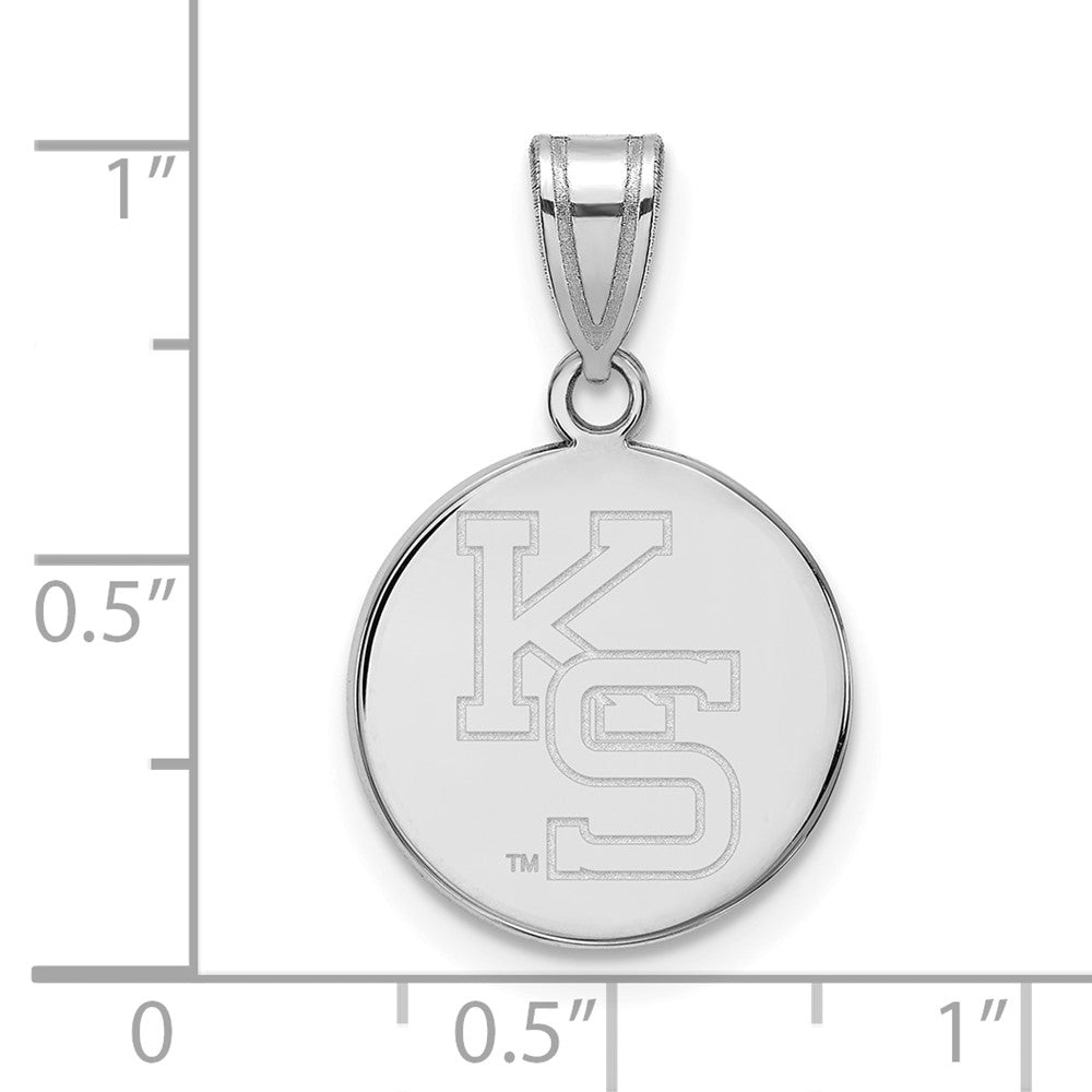 Sterling Silver Rhodium-plated Kansas State University Medium Pendant