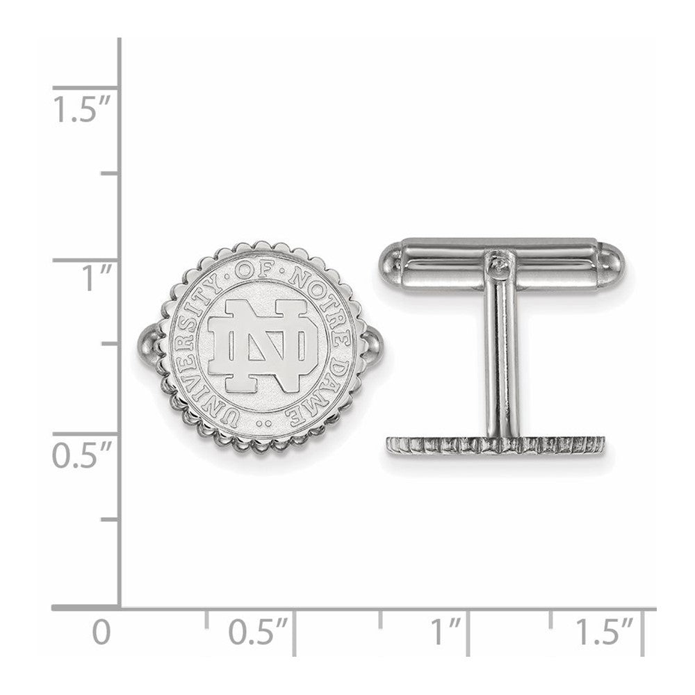 Sterling Silver Rhodium-plated U. of Notre Dame Crest Cuff Links
