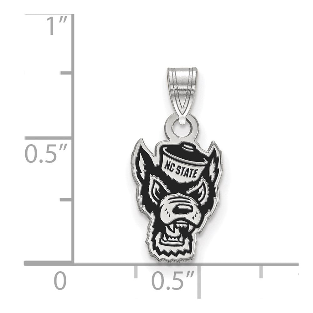 Sterling Silver Rhodium-plated North Carolina State U. Small Enamel Pendant
