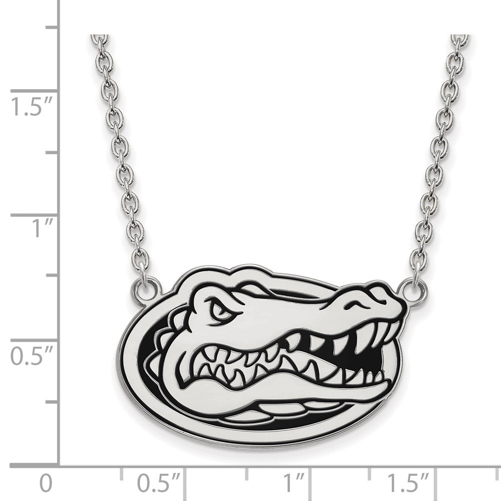 Sterling Silver Rhodium-plated U. of Florida Large Enamel Pendant Necklace