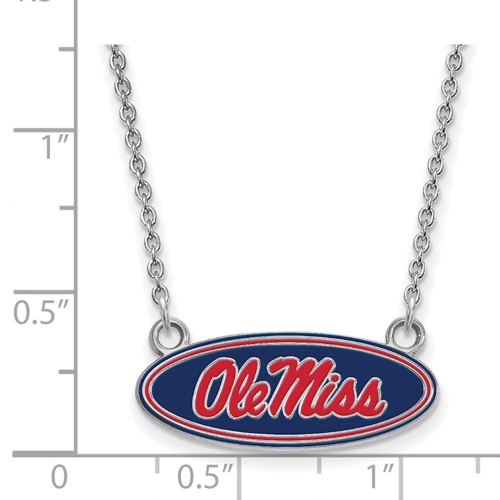 Sterling Silver Rhodium-plated U. of Mississippi Small Enamel Necklace