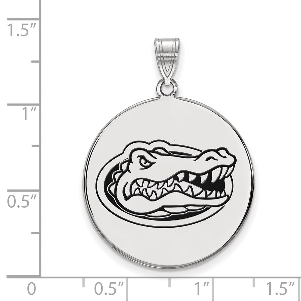 Sterling Silver Rhodium-plated Univ. of Florida XL Enamel Disc Pendant