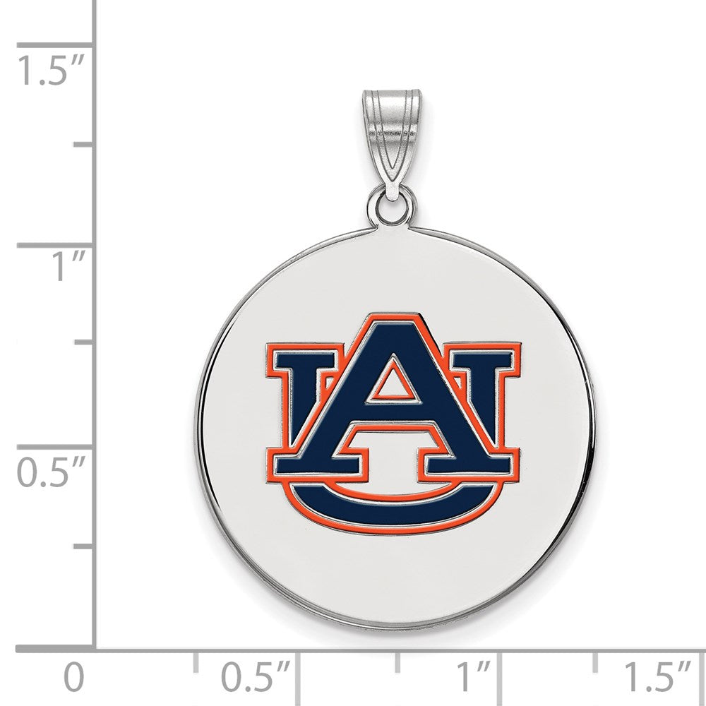 Sterling Silver Rhodium-plated Auburn University XL Enamel Pendant