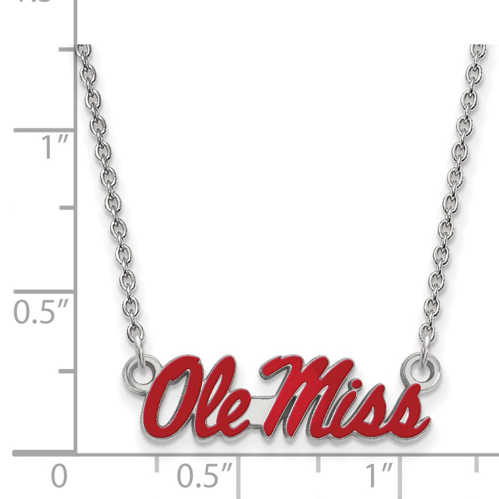 Sterling Silver Rhodium-plated U. of Mississippi Small Enamel Necklace