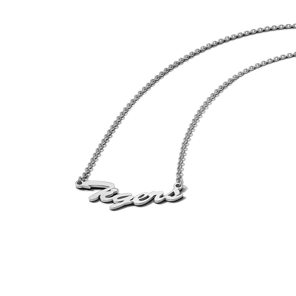 Sterling Silver Rhodium-plated Louisiana State Tigers Script Necklace