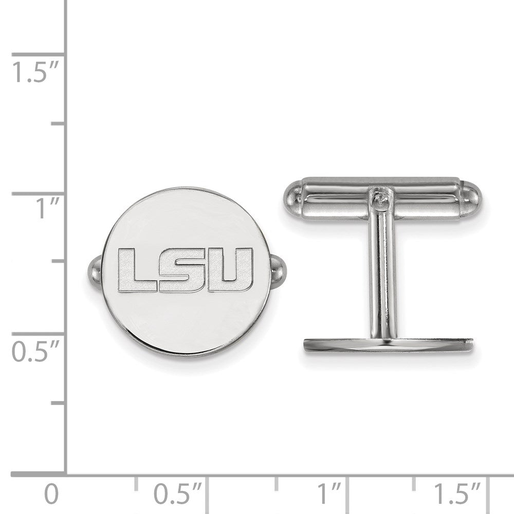 Sterling Silver Rhodium-plated Louisiana State University Cuff Links