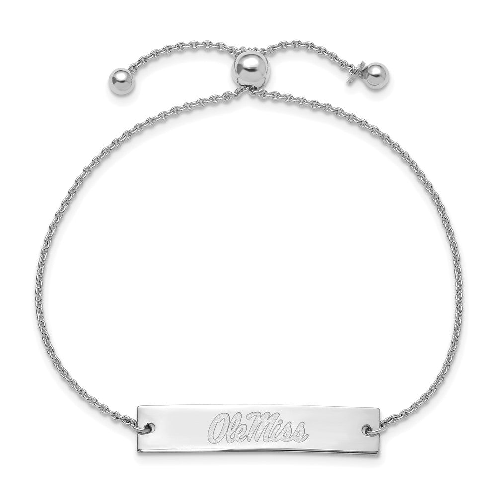 Sterling Silver Rhodium-plated U. of Mississippi Adjustable Bracelet