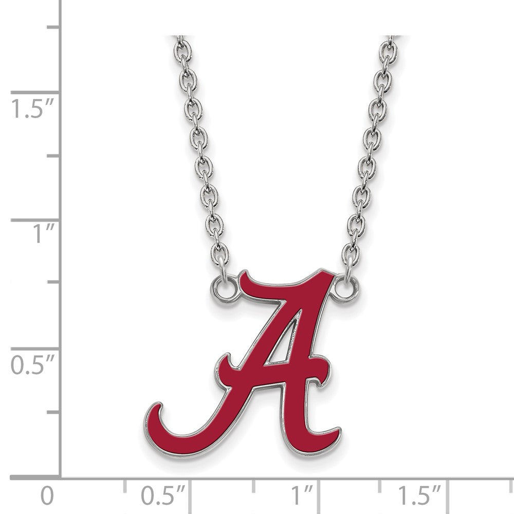 Sterling Silver Rhodium-plated U. of Alabama Large Enamel Pendant Necklace
