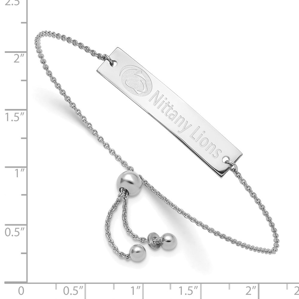 Sterling Silver Rhod-pl Penn State Univ Name Bar Adj Bracelet