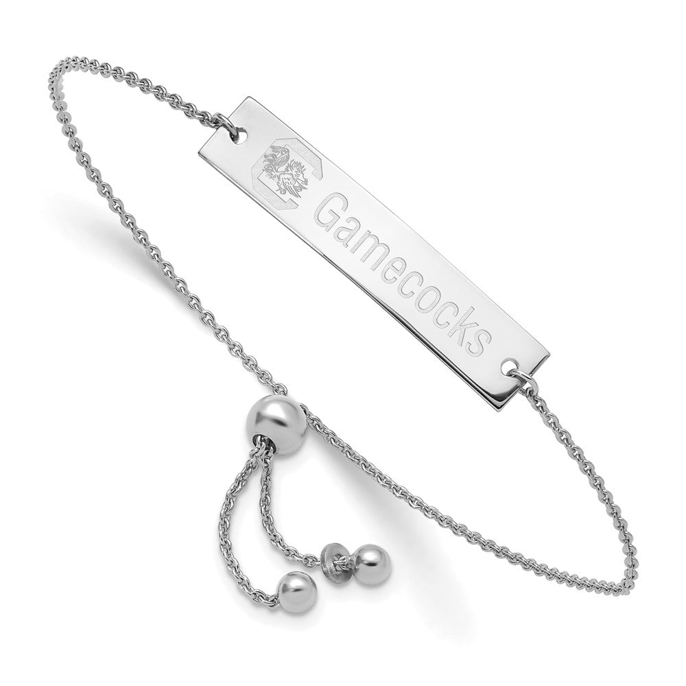 Sterling Silver Rhod-pl University of South Carolina Name Bar Adj B