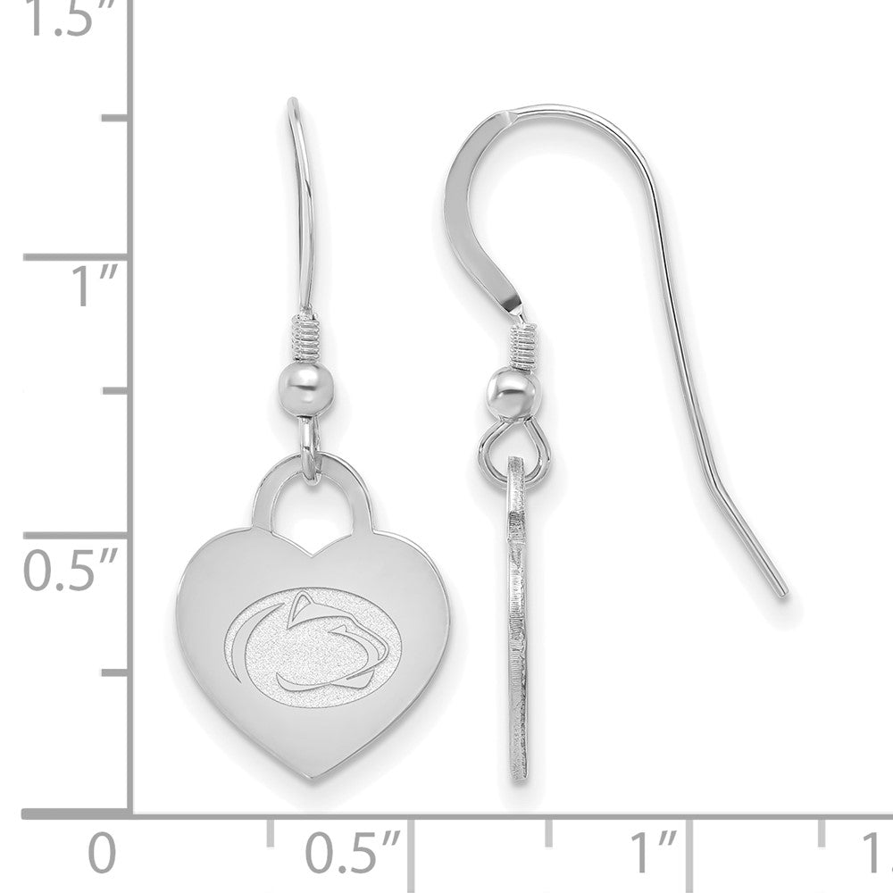 Sterling Silver Rhod-pl Penn State Univ Heart Dangle Earrings