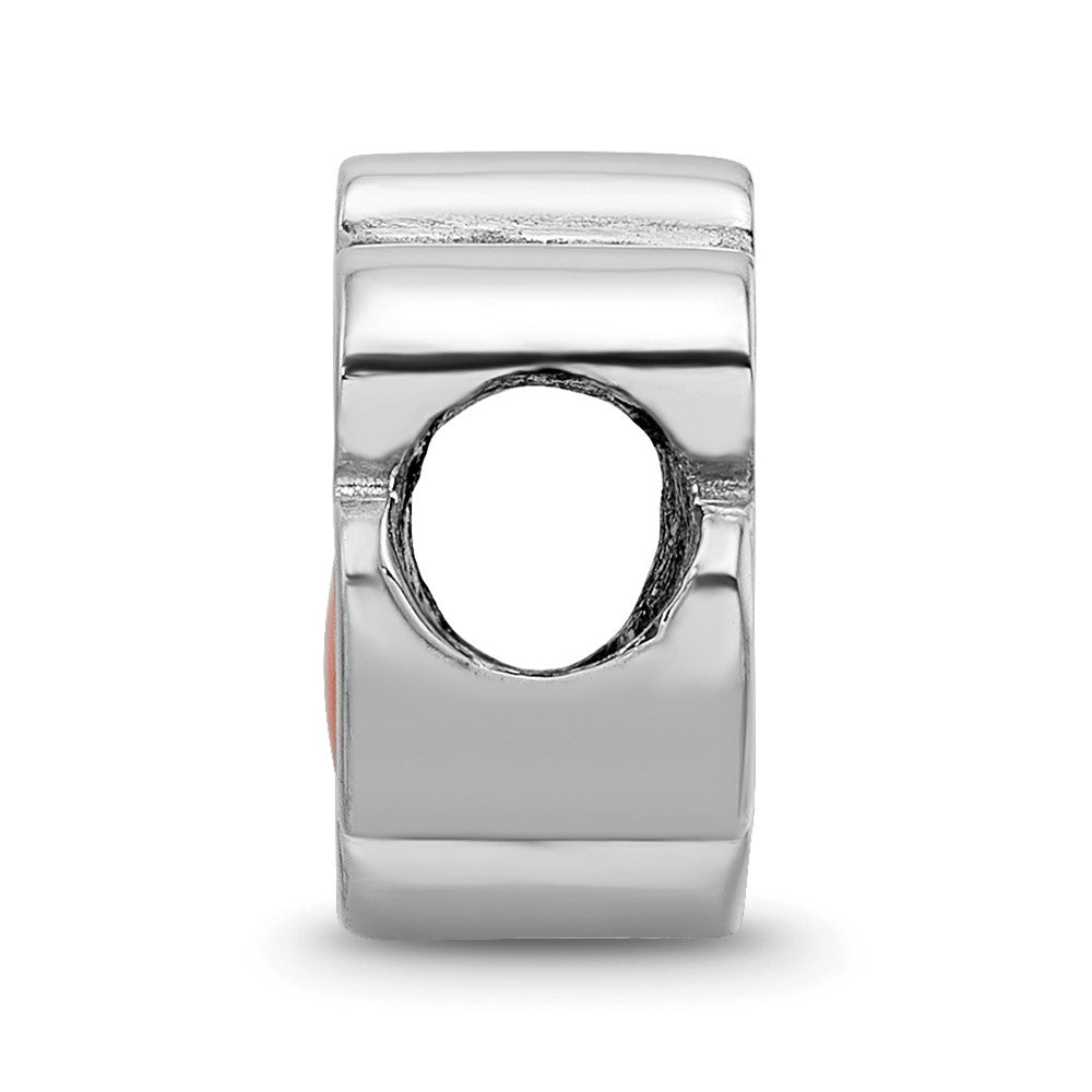 Sterling Silver Rhodium-plated Clemson University Enamel Logo Bead