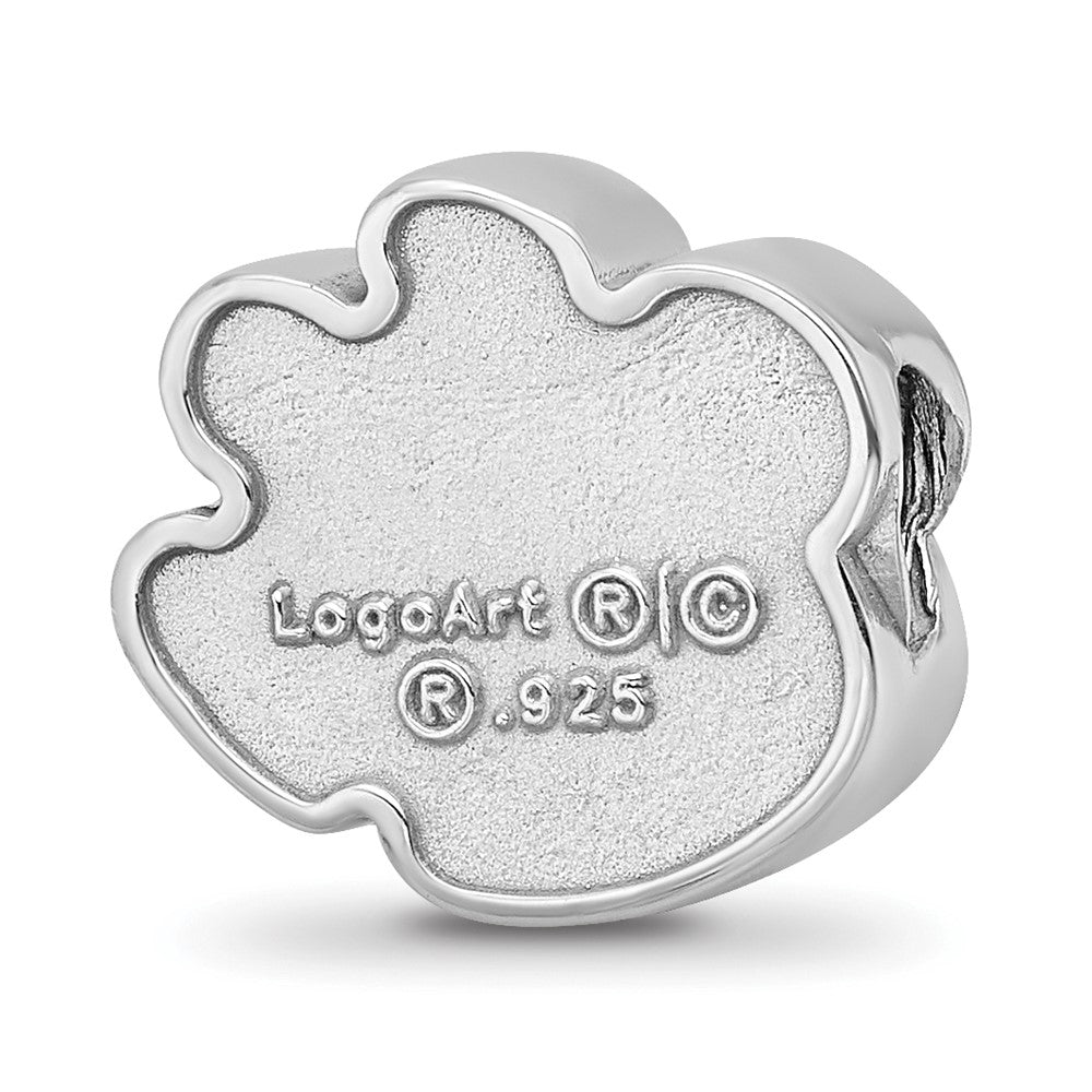 Sterling Silver Rhodium-plated Clemson University Enamel Logo Bead