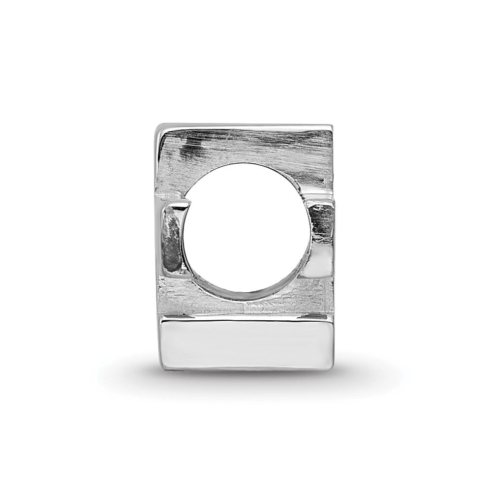 Sterling Silver Rhodium-plated Georgia Tech G-T Enamel Logo Bead