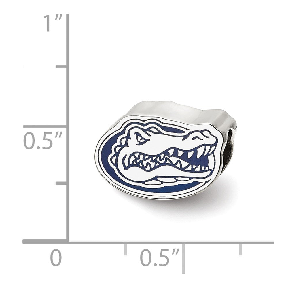 Sterling Silver Rhodium-plated U. of Florida Gator Enamel Logo Bead