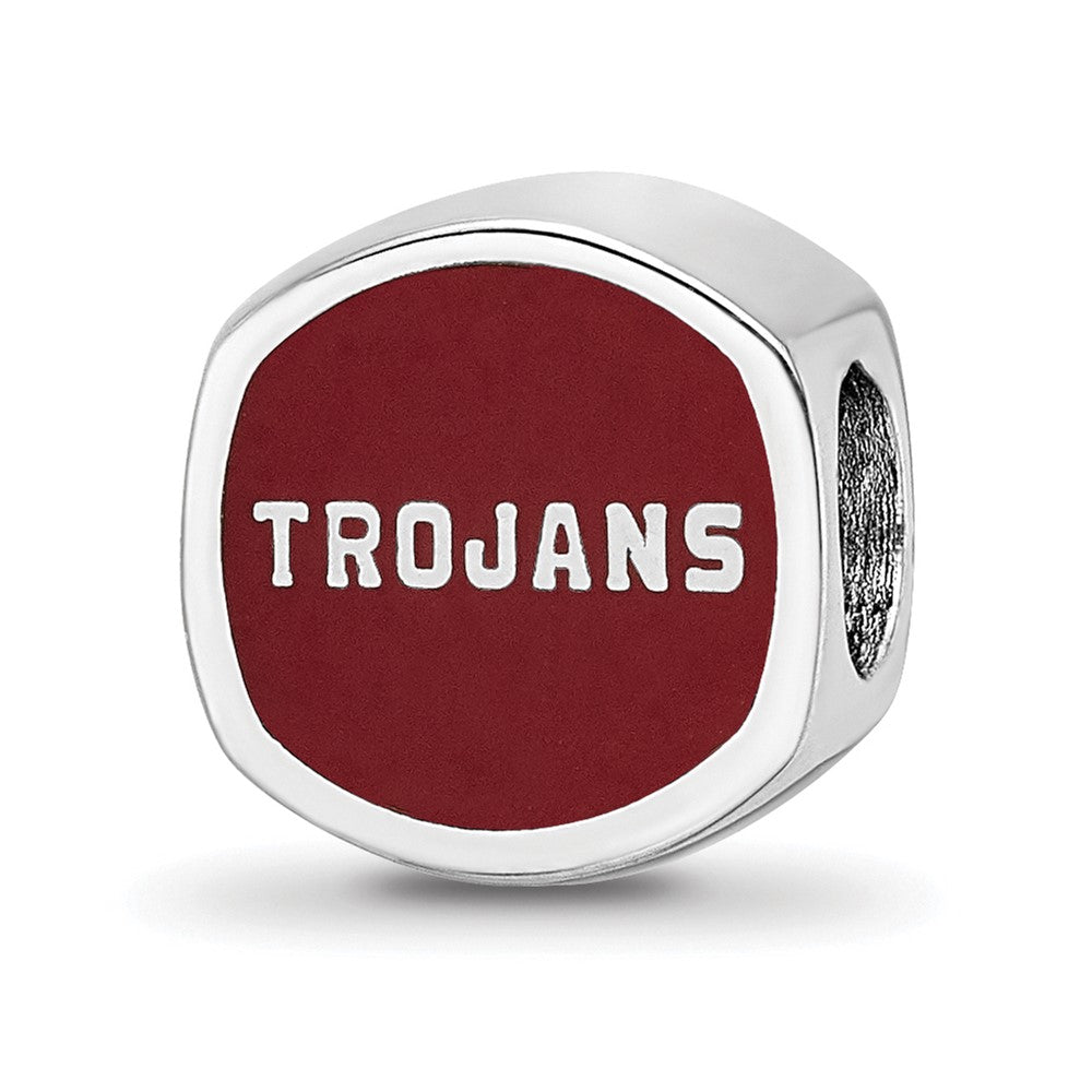 Sterling Silver Rhodium-plated U. of Southern Calif. Enamel Bead