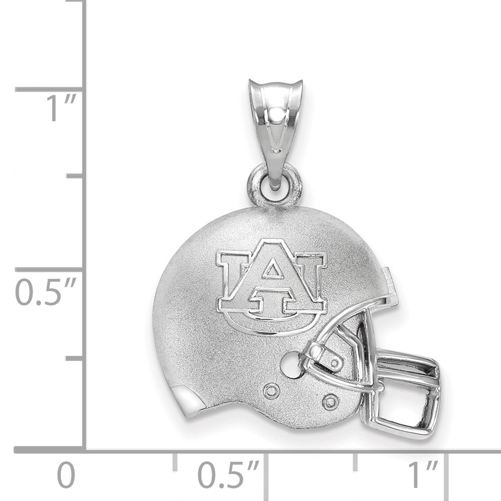 Sterling Silver Rhodium-plated Auburn University Helmet Pendant