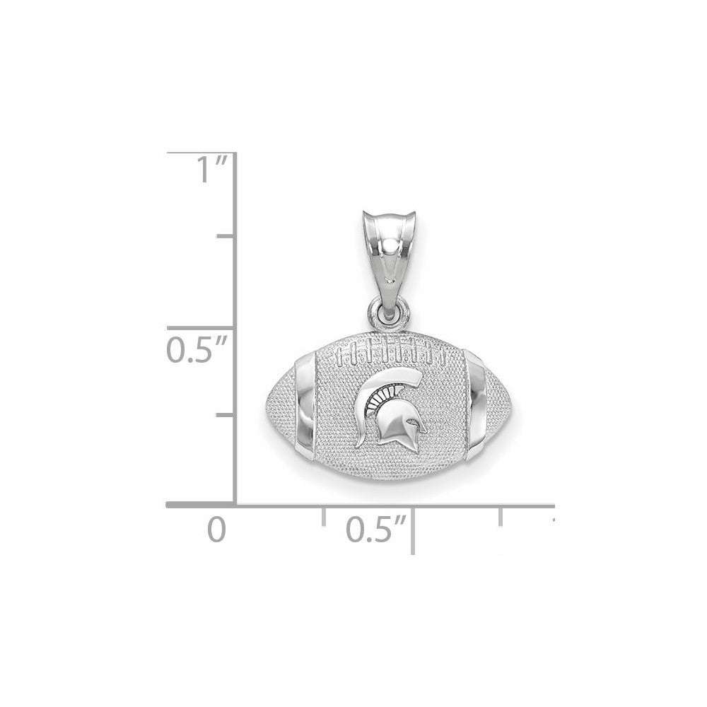 Sterling Silver Rhodium-plated Michigan State U. Football Pendant