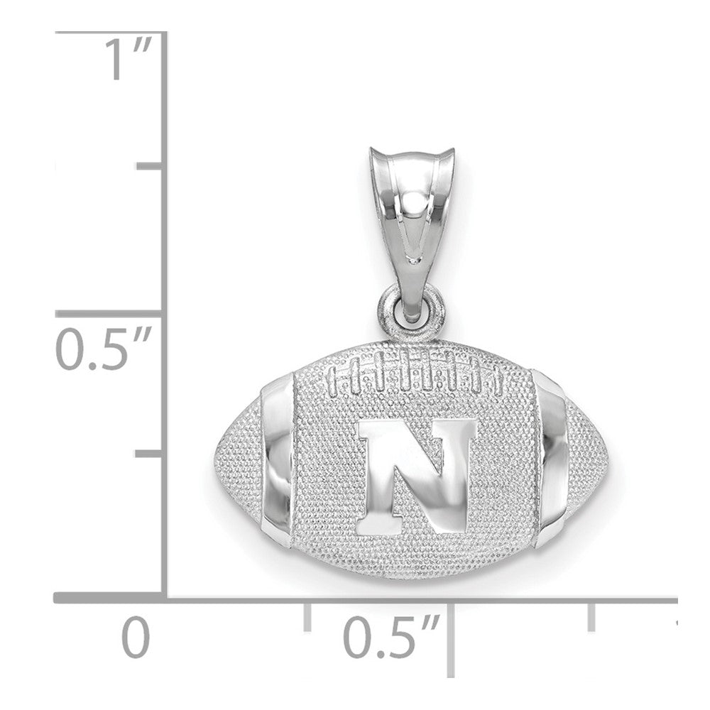 Sterling Silver Rhodium-plated University of Nebraska Football Pendant