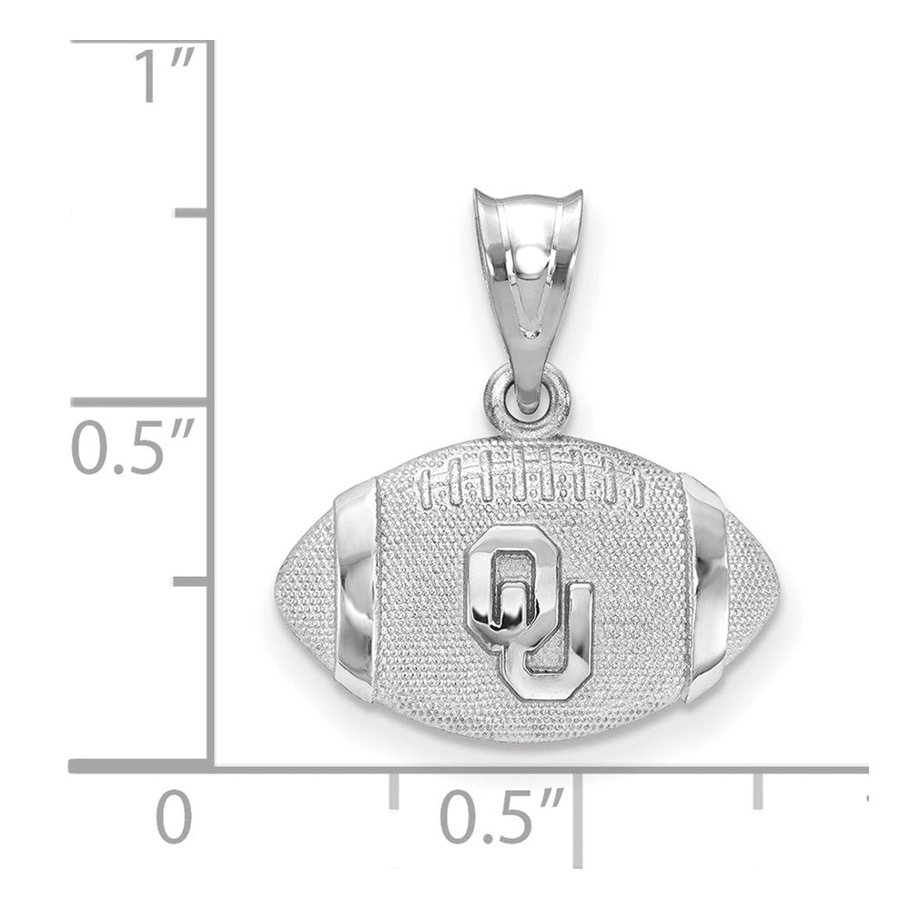 Sterling Silver Rhodium-plated University of Oklahoma Football Pendant