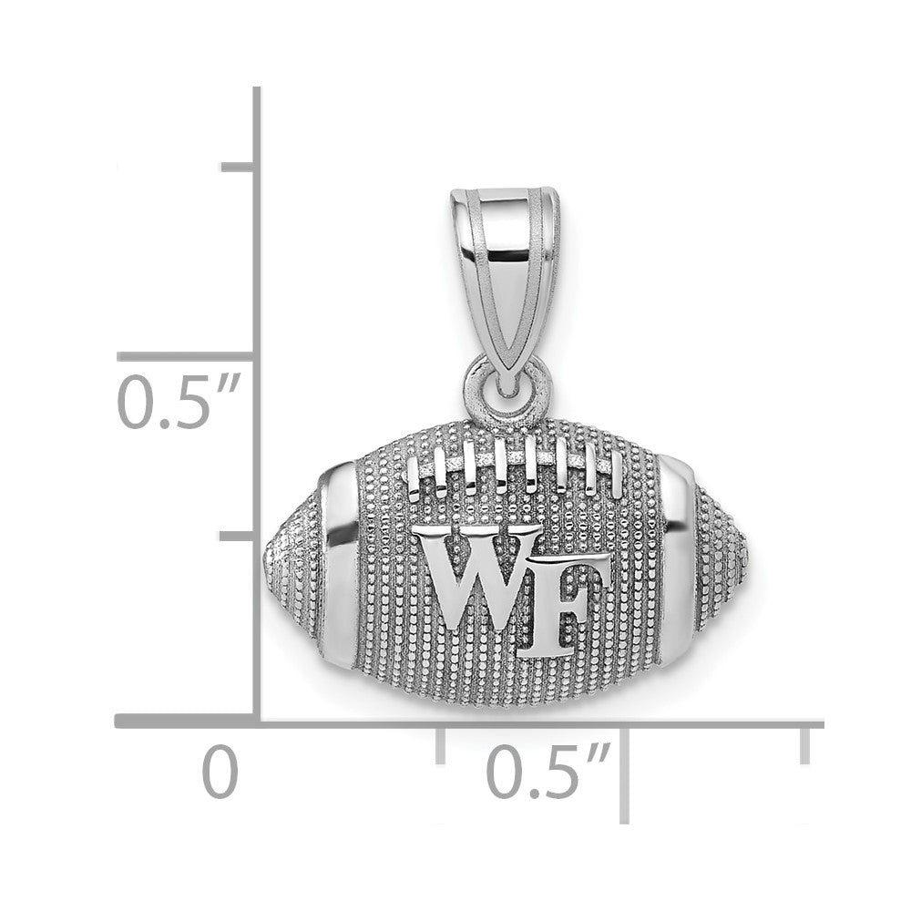Sterling Silver Rhodium-plated Wake Forest University Football Pendant