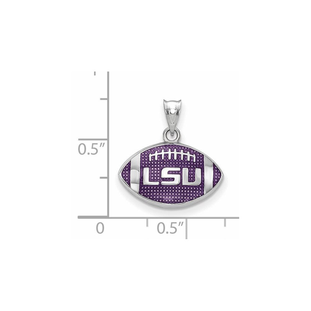Sterling Silver Rhodium-plated Louisiana State U. Enamel Pendant