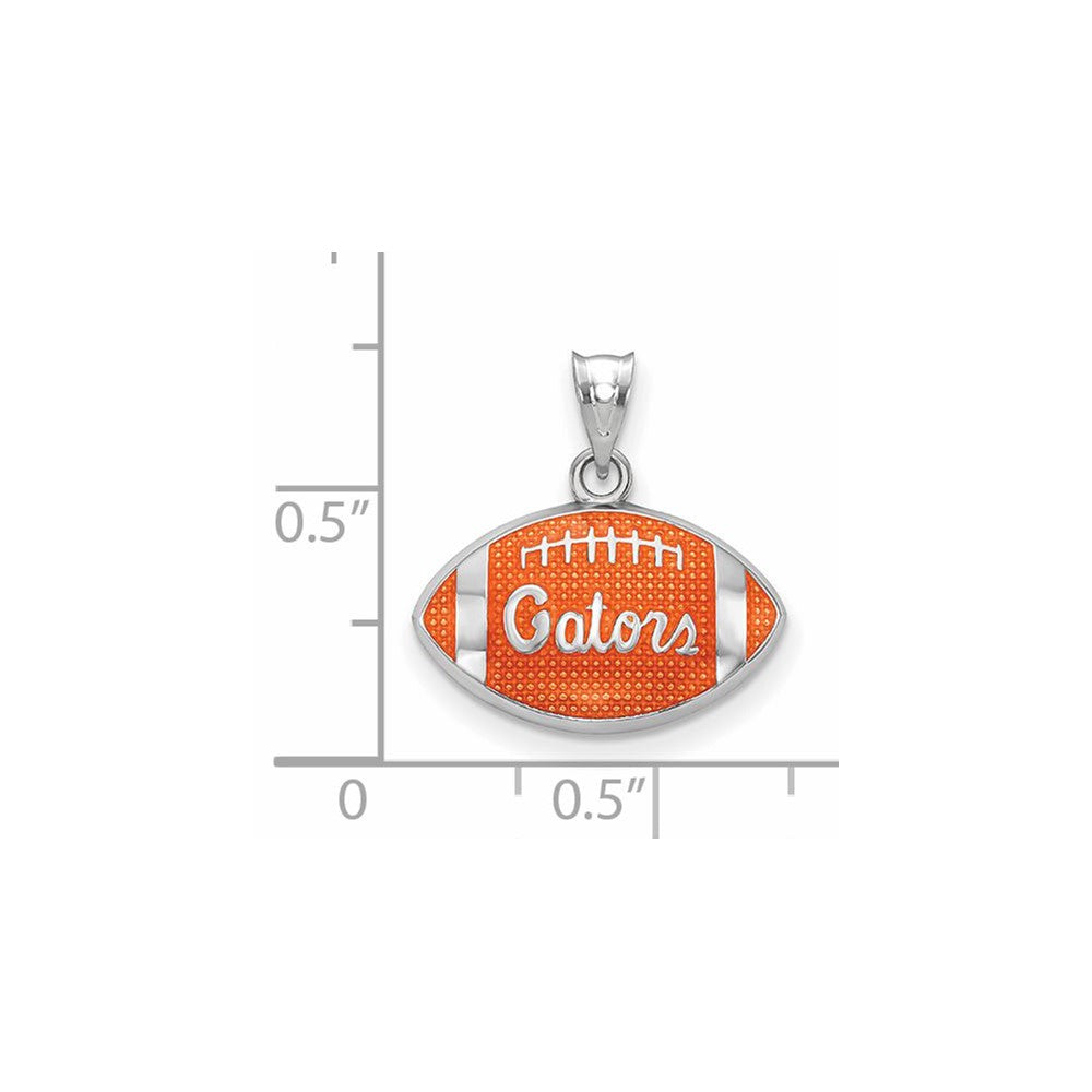 Sterling Silver Rhodium-plated Univ. of Florida Enamel Football Pendant
