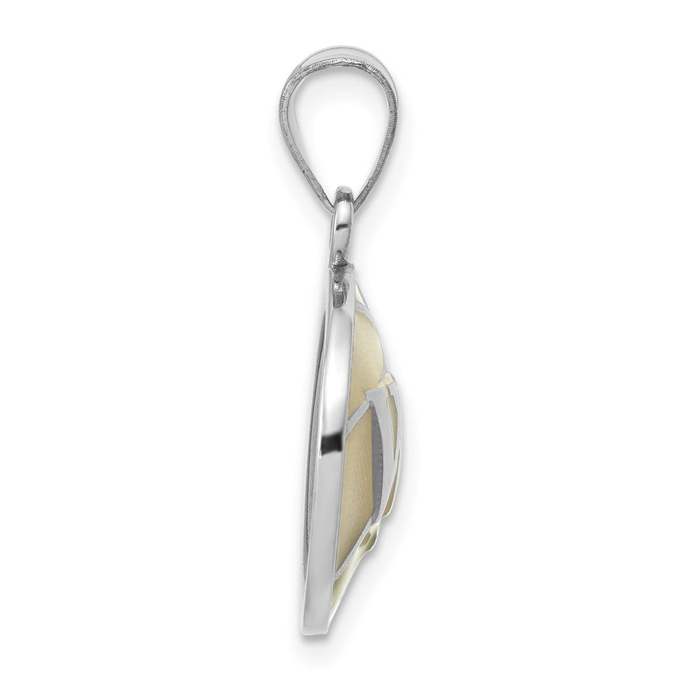 Sterling Silver Rhodium-plated Wake Forest U. Enamel Basketball Pendant