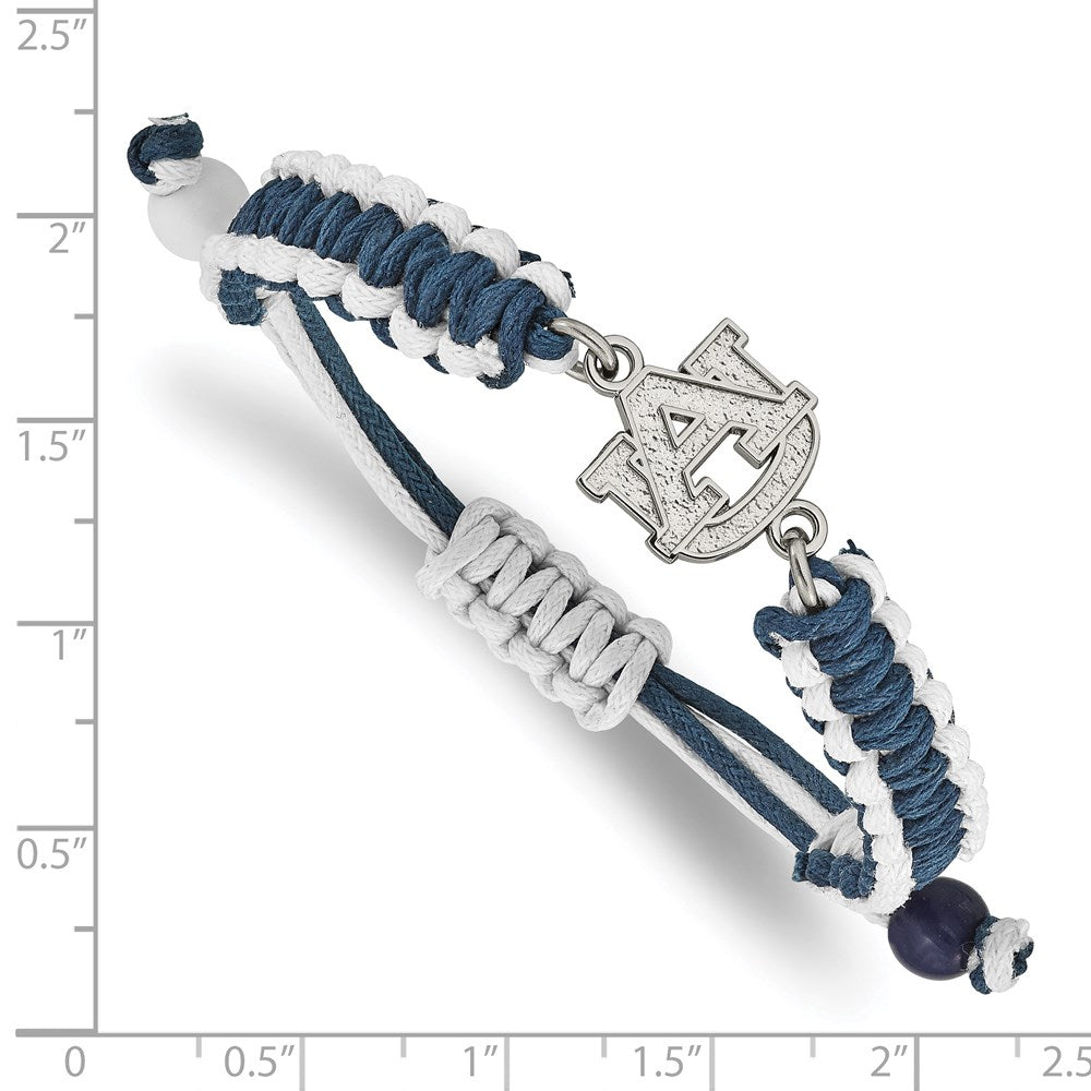 Stainless Steel Auburn University A-U Adjustable Cord Bracelet