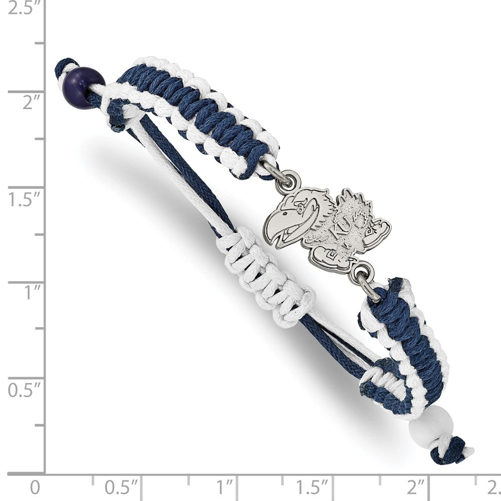 Stainless Steel University of Kansas Adjustable Cord Bracelet