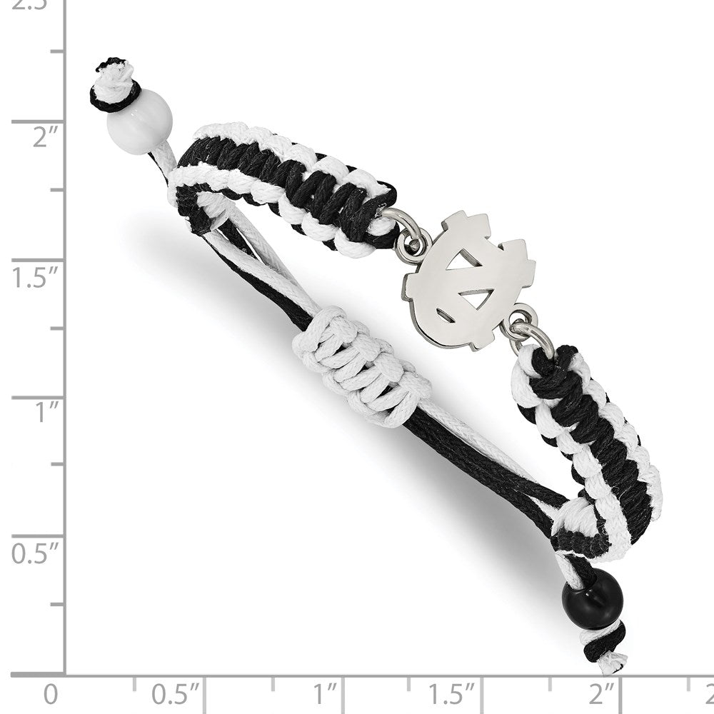 Stainless Steel Univ. of North Carolina Adjustable Cord Bracelet
