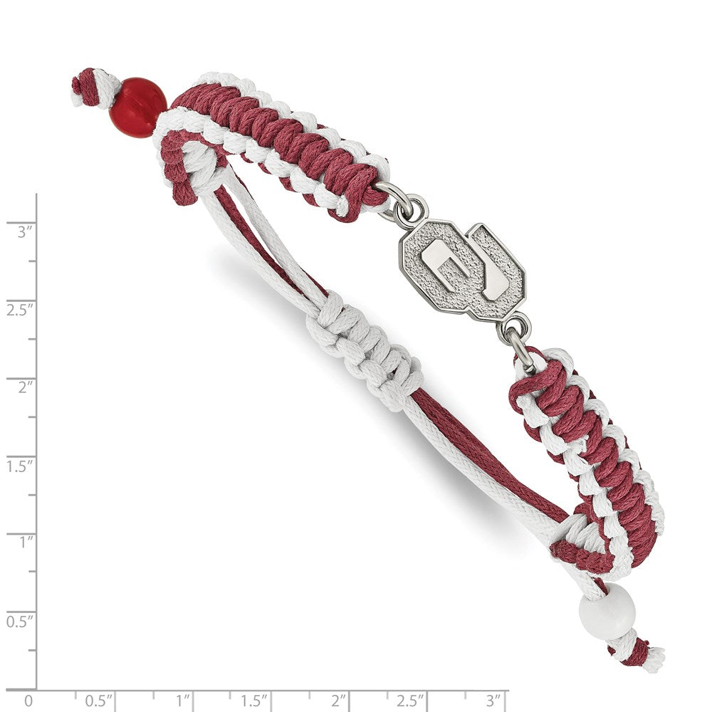 Stainless Steel Univ. of Oklahoma Adjustable Cord Bracelet