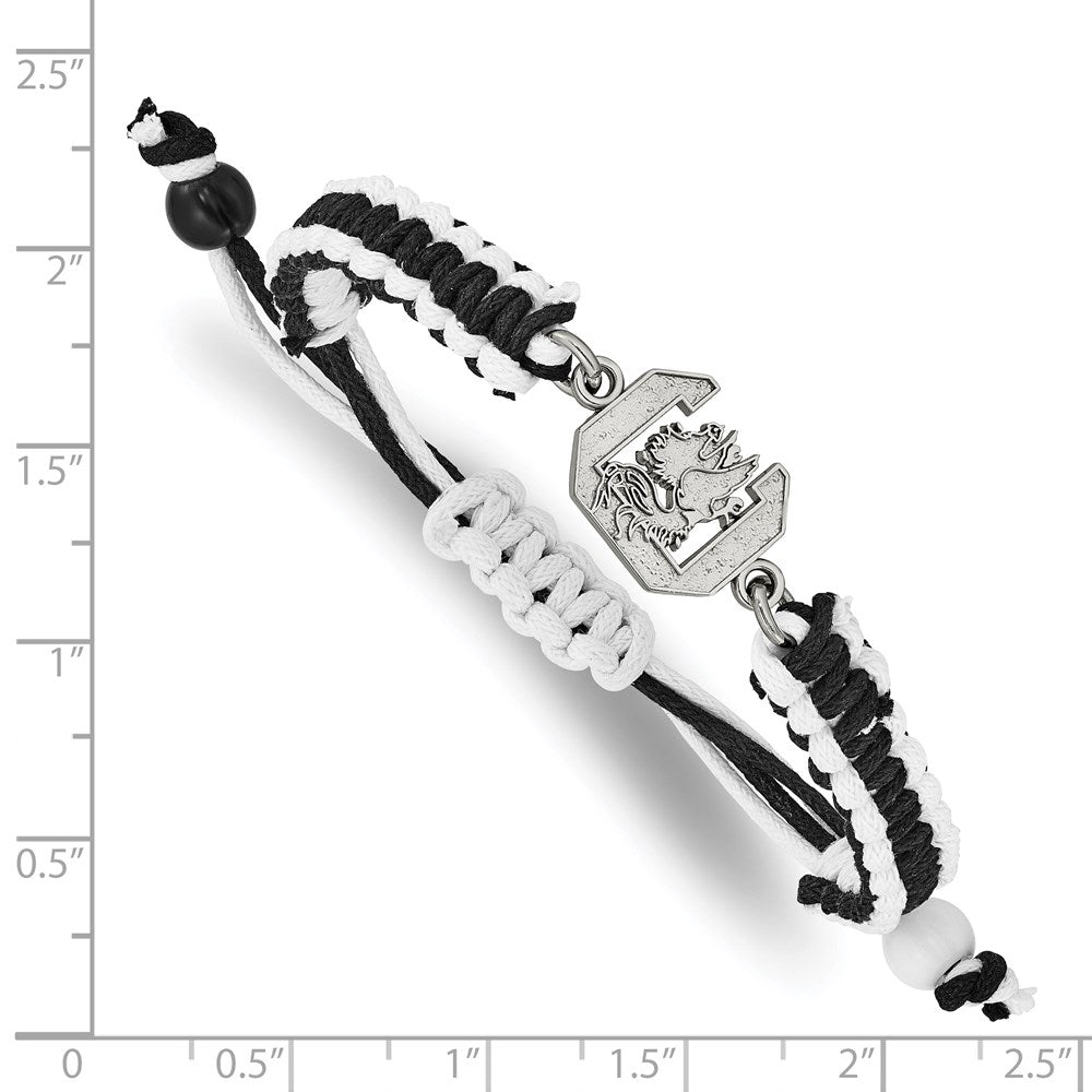 Stainless Steel University of South Carolina Black Cord Bracelet