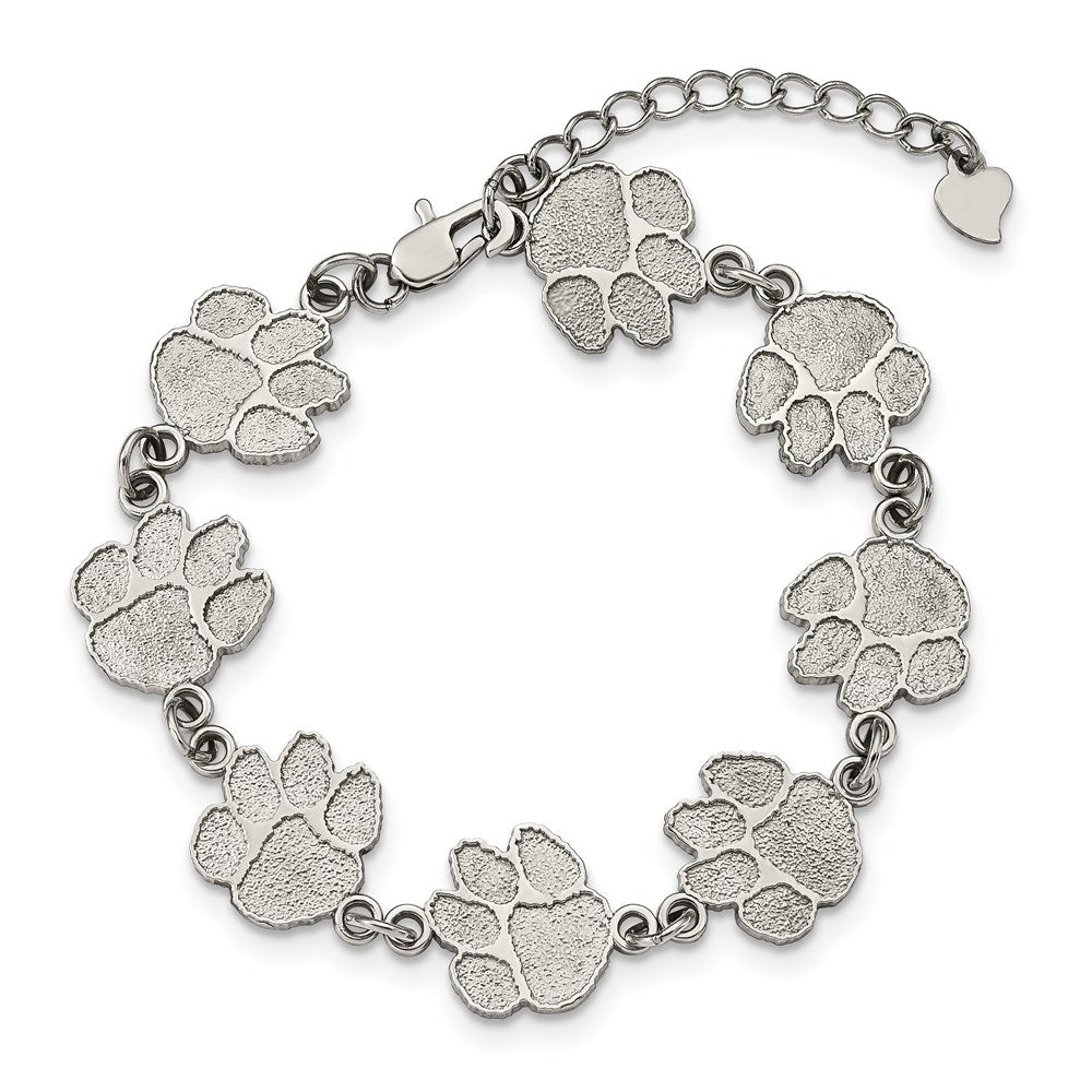 Stainless Steel Clemson University Bracelet with 1.5 in Ext