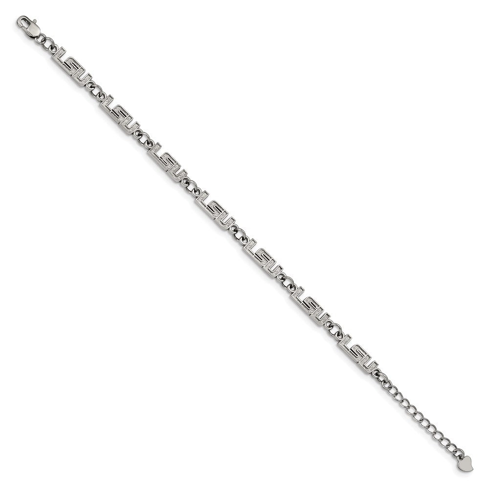 Stainless Steel Louisiana State U. Link Bracelet with 1.5 in Ext