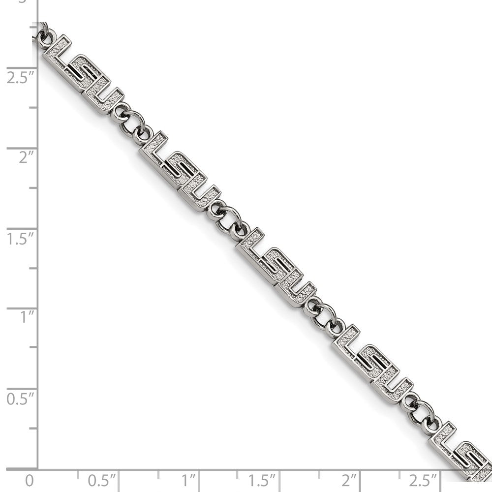 Stainless Steel Louisiana State U. Link Bracelet with 1.5 in Ext