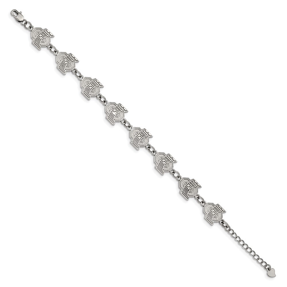 Stainless Steel Ohio State University Link Bracelet with 1.5 in Ext