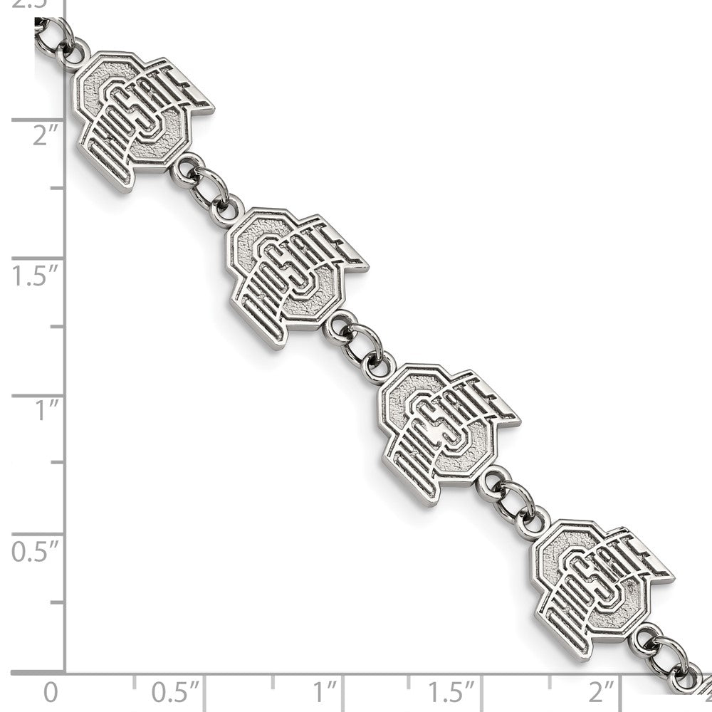 Stainless Steel Ohio State University Link Bracelet with 1.5 in Ext
