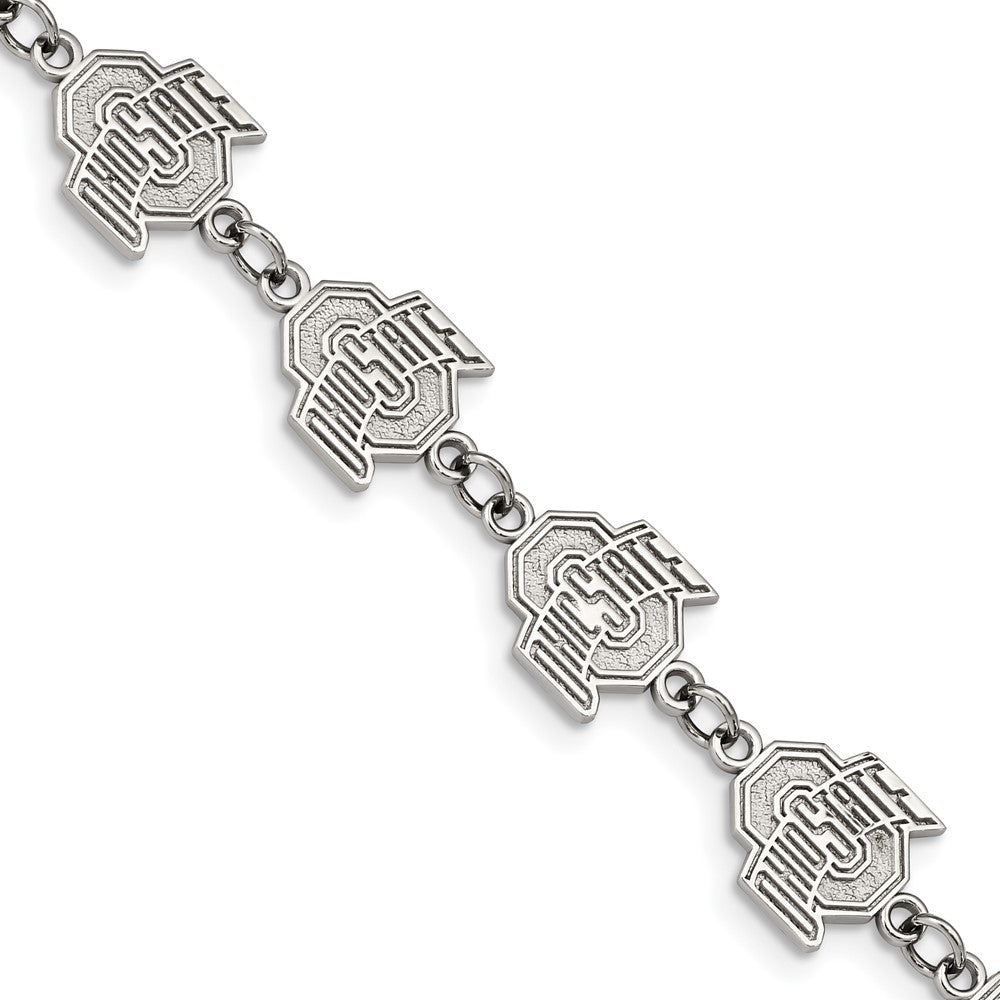 Stainless Steel Ohio State University Link Bracelet with 1.5 in Ext
