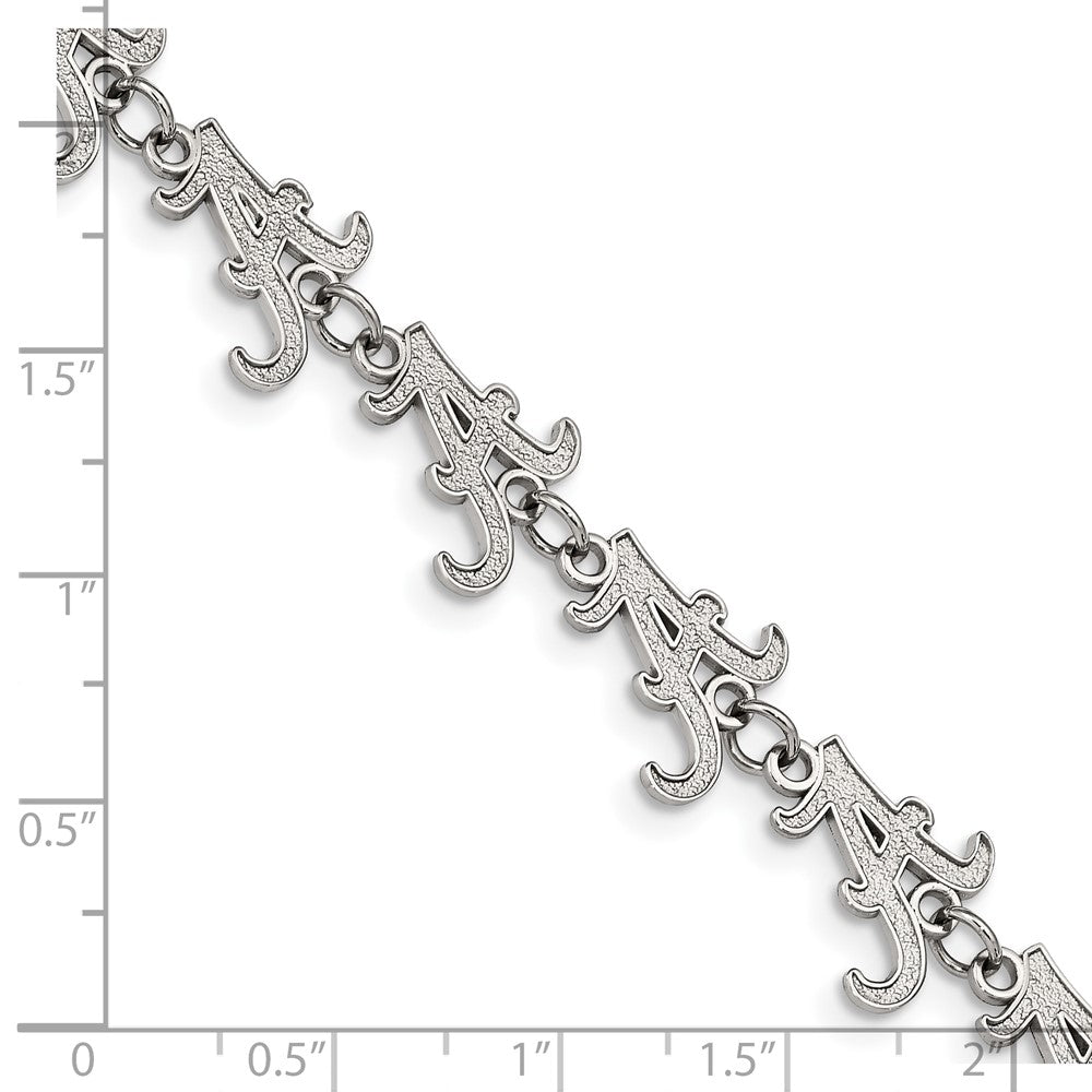 Stainless Steel University of Alabama Link Bracelet with 1.5 in Ext