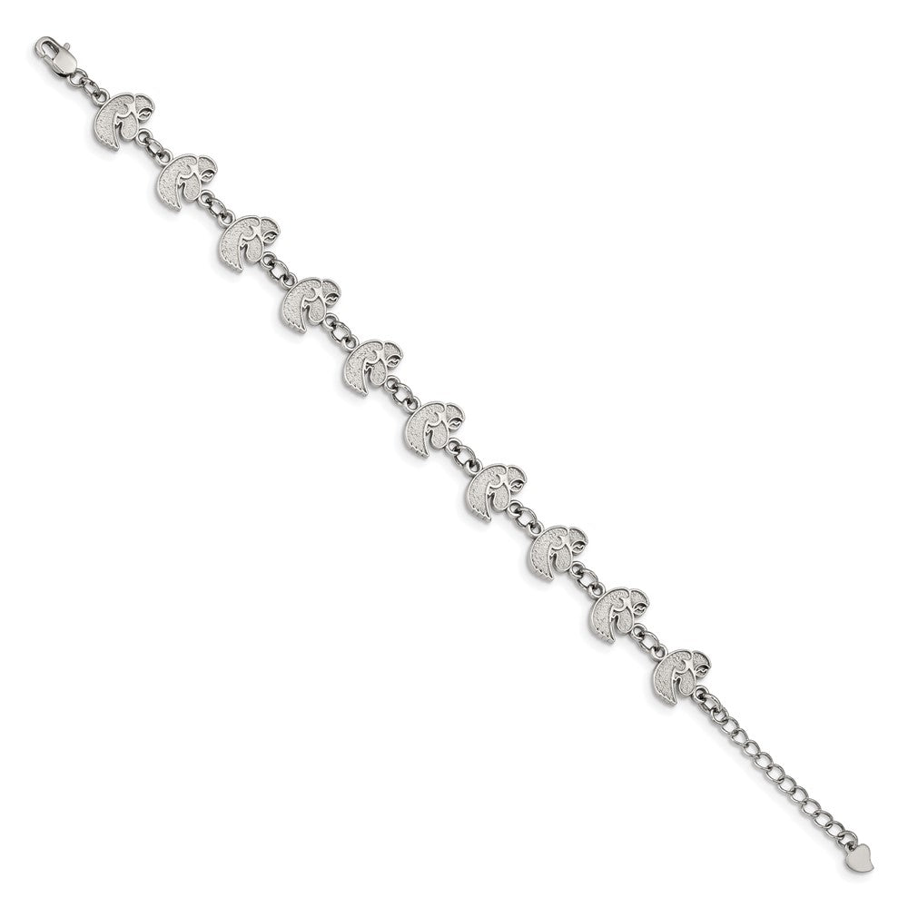 Stainless Steel University of Iowa Links Bracelet with 1.5 in Ext