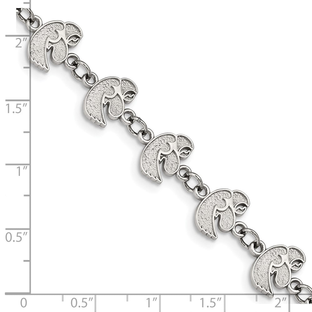 Stainless Steel University of Iowa Links Bracelet with 1.5 in Ext