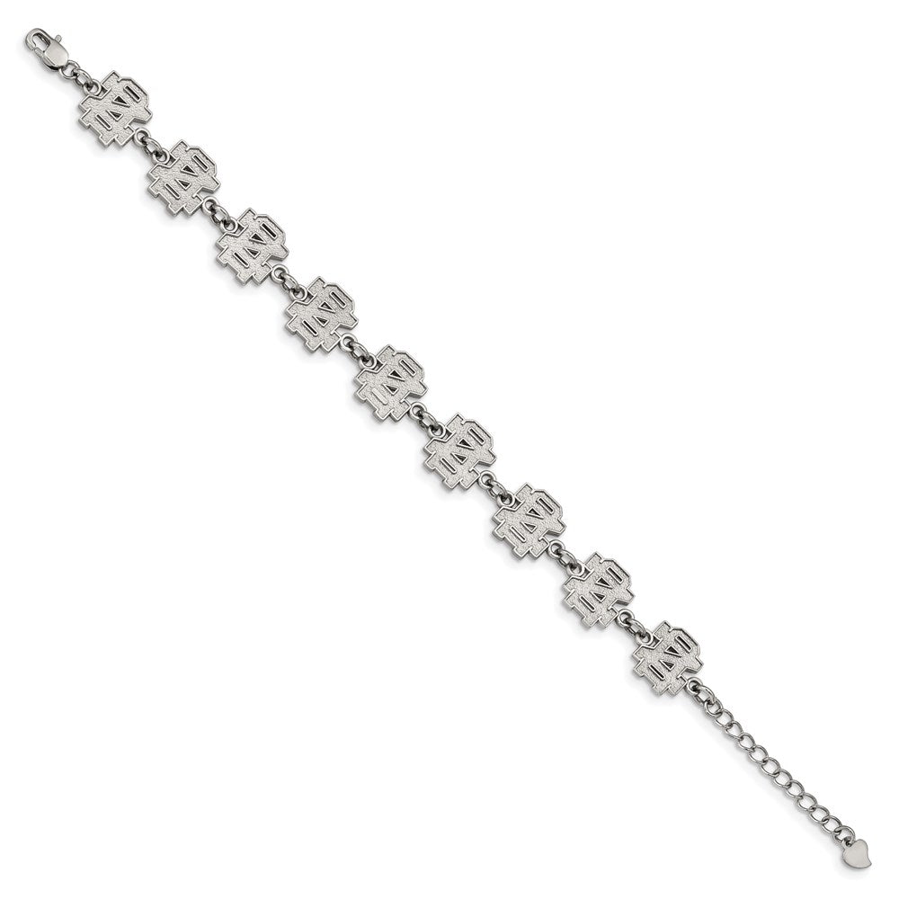 Stainless Steel University of Notre Dame Bracelet with 1.5 in Ext