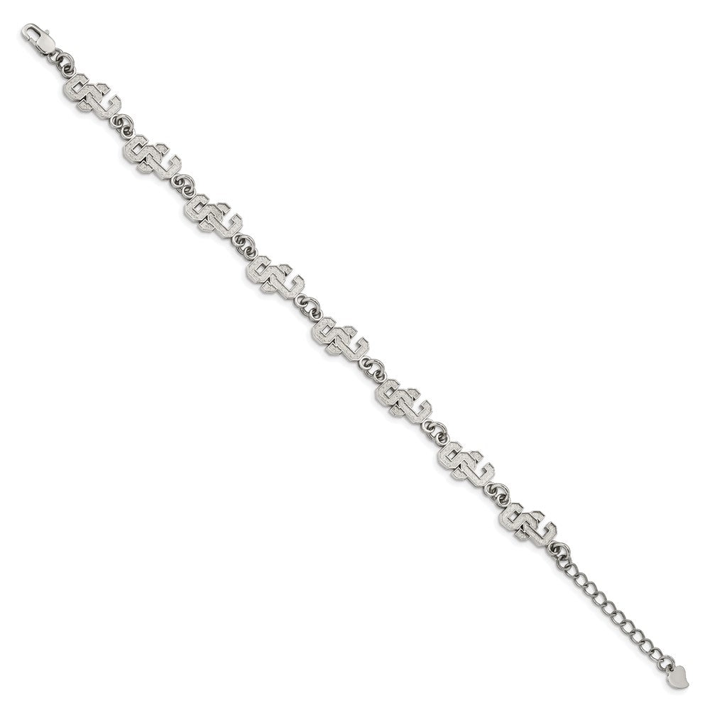 Stainless Steel U. of Southern California Bracelet with 1.5 in Ext