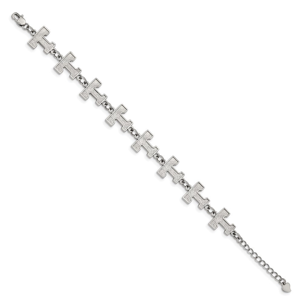 Stainless Steel Univ. of Tennessee Link Bracelet with 1.5 in Ext